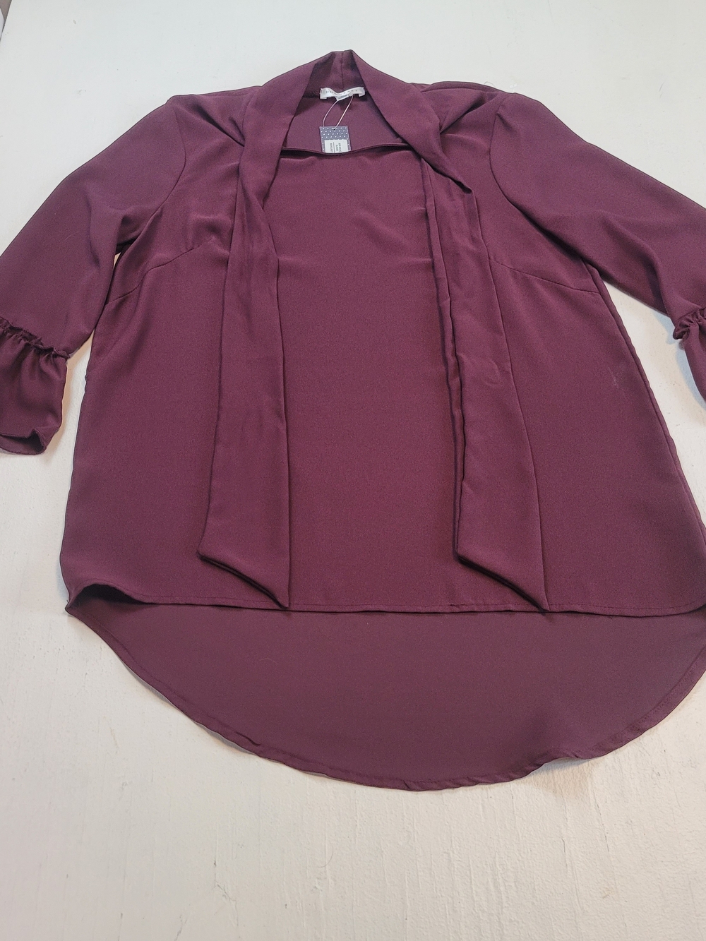 DownEast Plum Tie-Neck Blouse